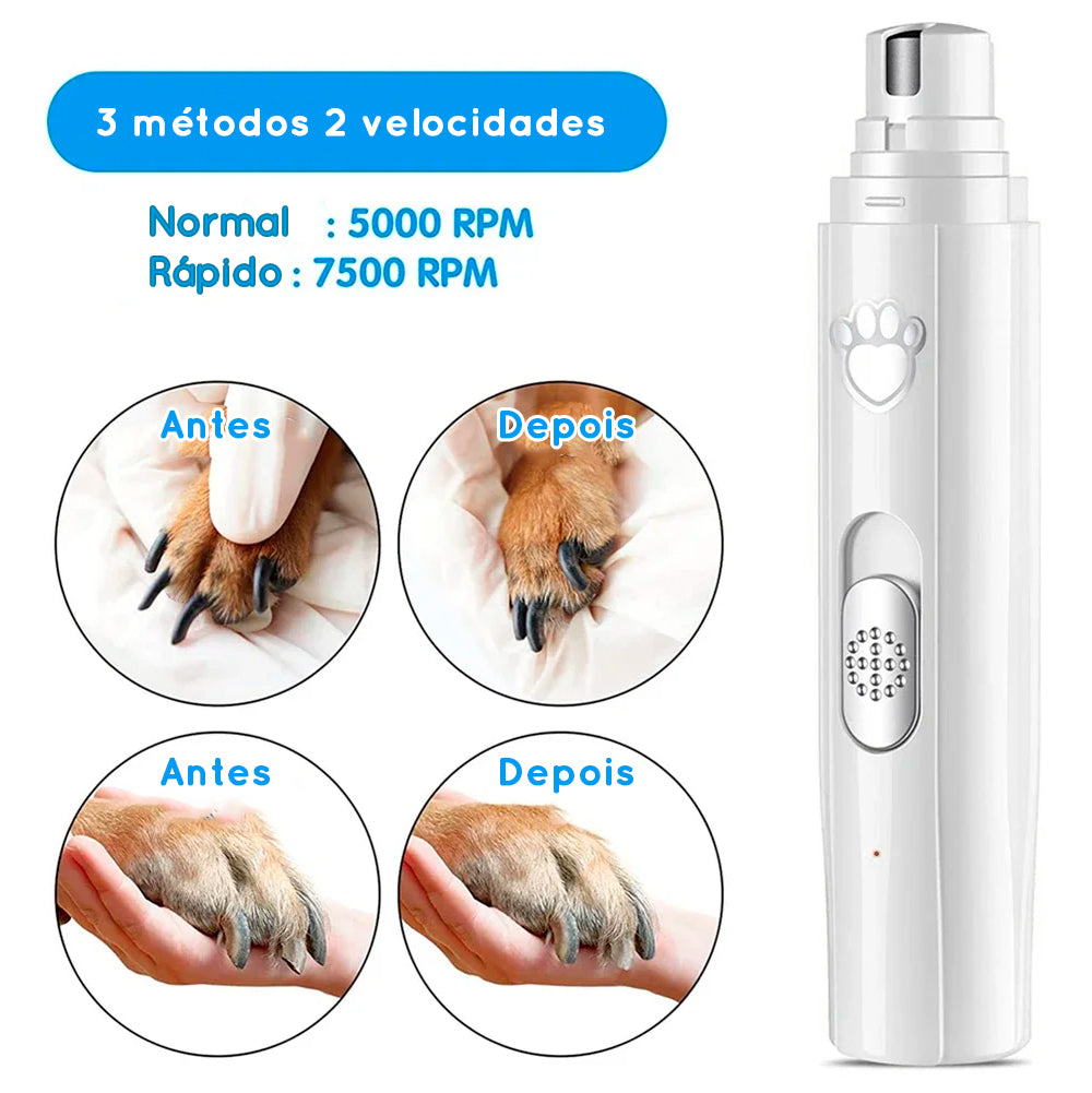 Lixa de unha elétrica para pets recarregável - sem dor