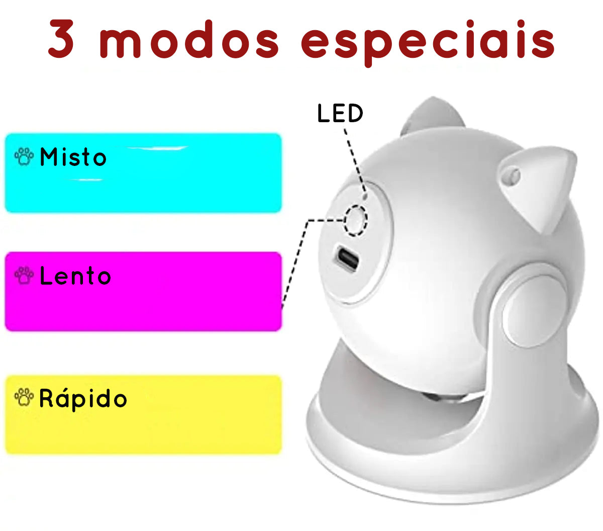 Brinquedo pet laser automático e interativo - gatos e cães