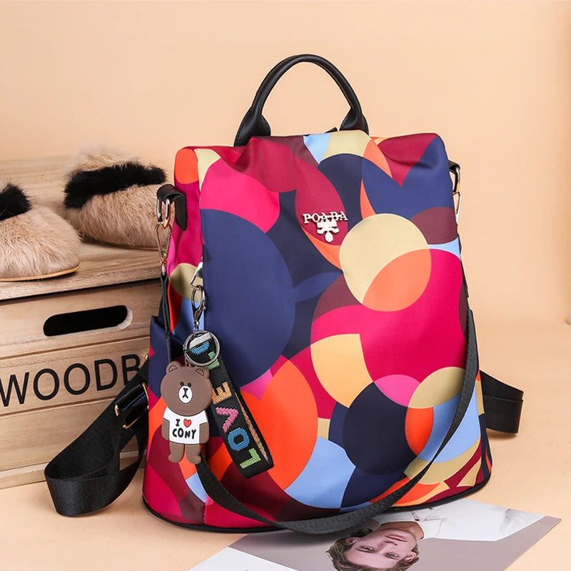 Bolsa mochila feminina retrô fashion em Oxford