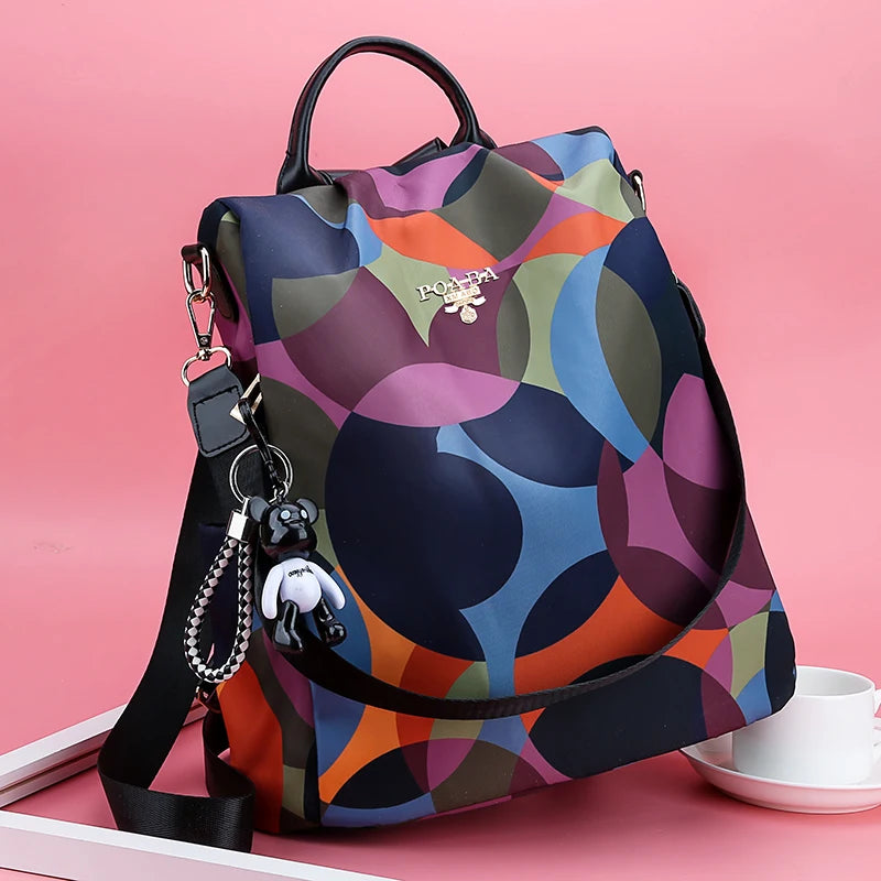 Bolsa mochila feminina retrô fashion em Oxford