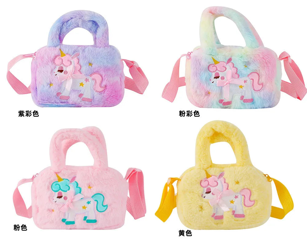 Bolsa de pelúcia infantil super fofa - unicórnio