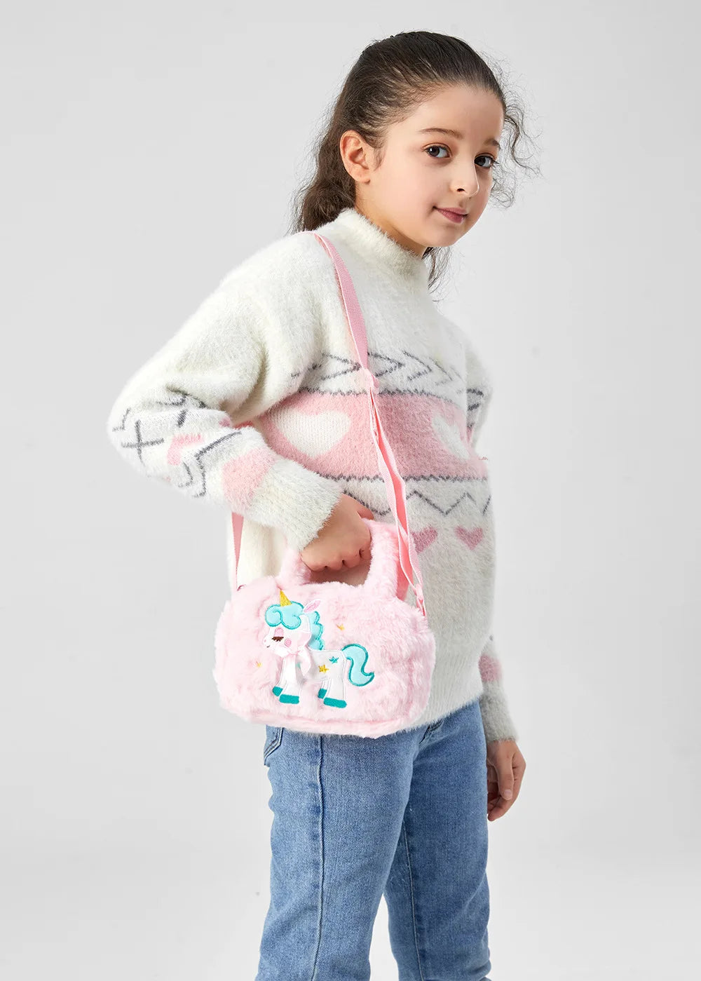 Bolsa de pelúcia infantil super fofa - unicórnio