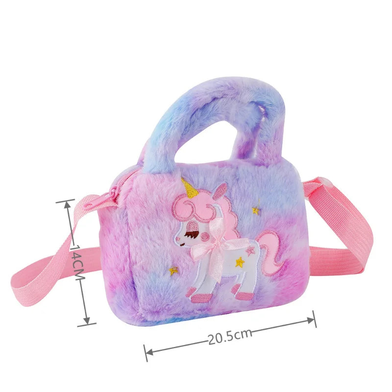 Bolsa de pelúcia infantil super fofa - unicórnio