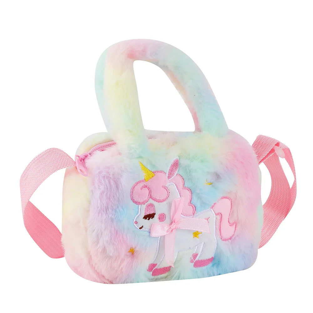 Bolsa de pelúcia infantil super fofa - unicórnio