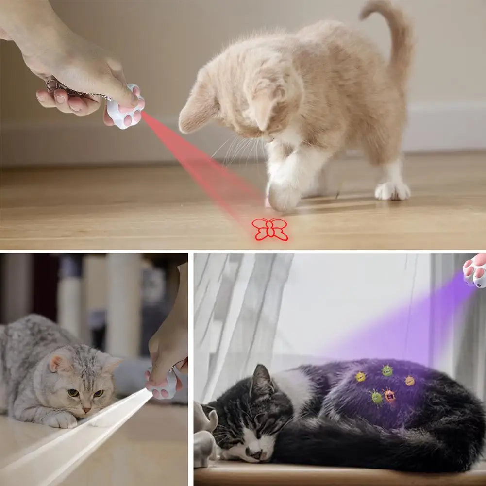 Chaveiro com luz laser para brincar com gatinhos recarregável