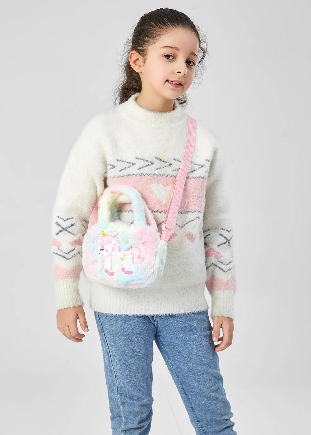 Bolsa de pelúcia infantil super fofa - unicórnio