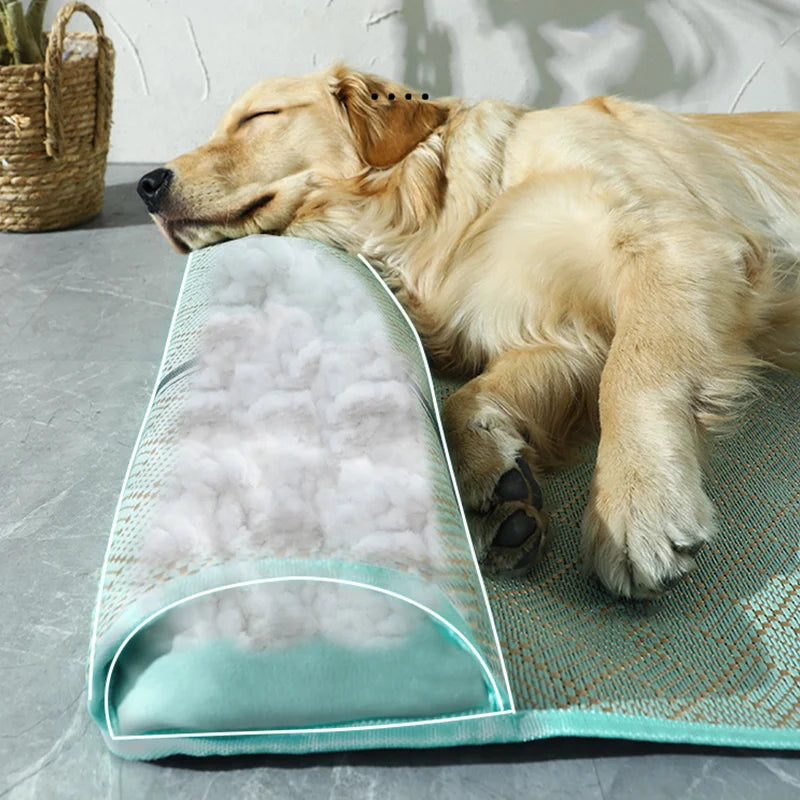 Cama de verão para cachorros com travesseiro - fresquinha e respirável