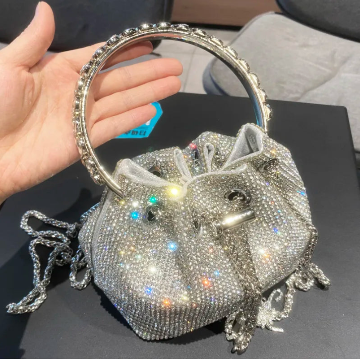 Bolsa clutch festas e eventos detalhes formato em diamante brilhante