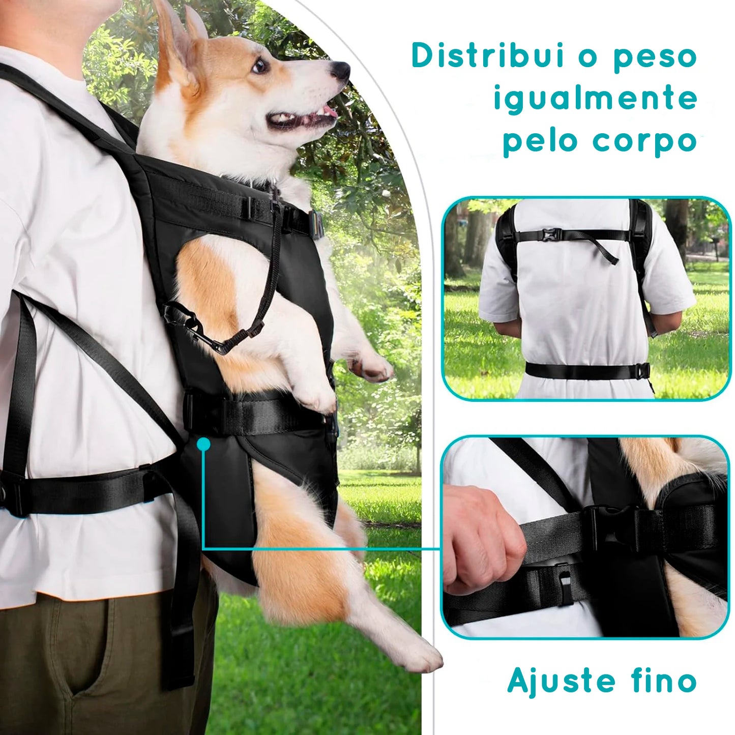 Mochila canguru slim para pets - peito ou costas