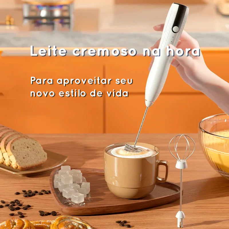 Mixer/cremeira elétrica recarregável para leite, ovos e suplementos