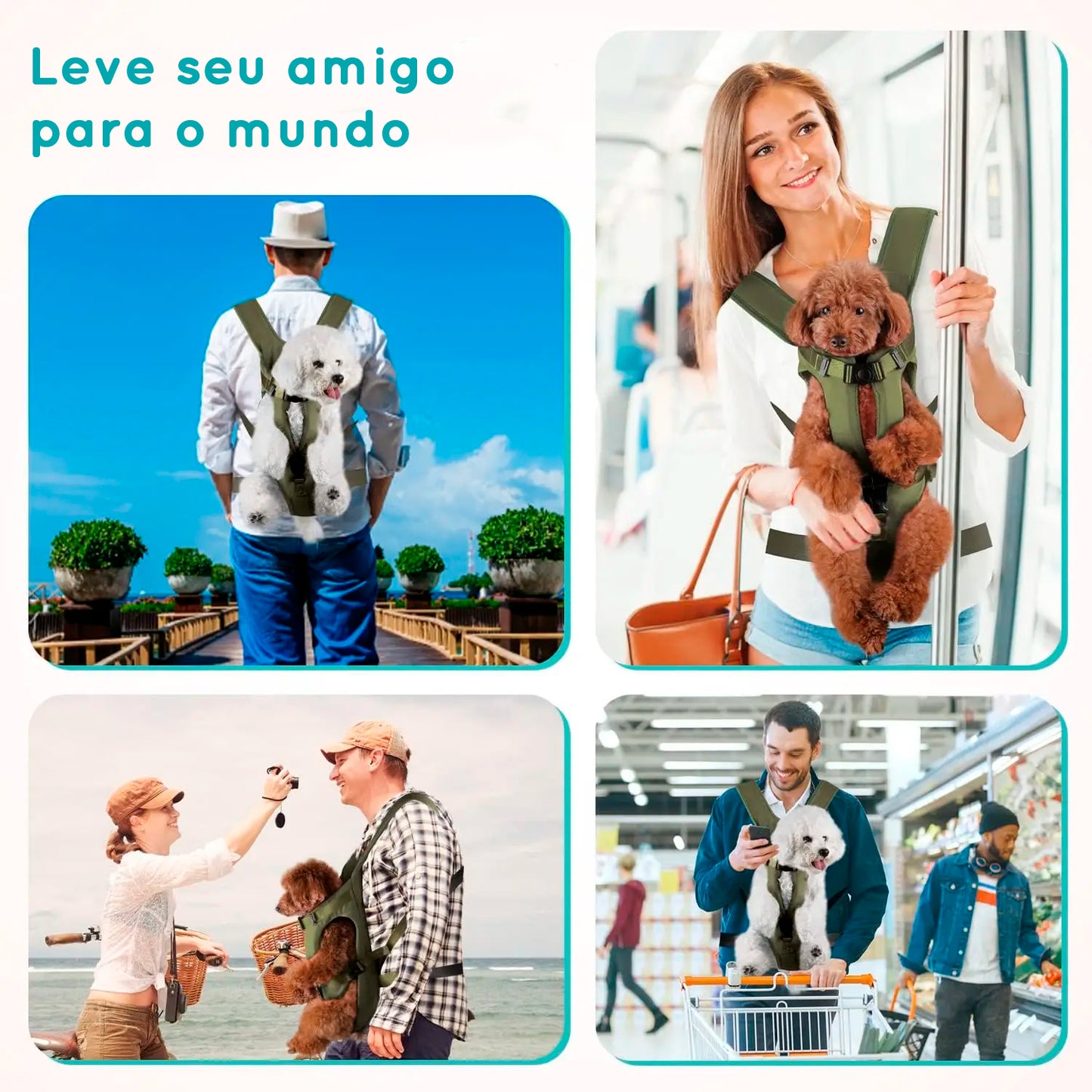 Mochila canguru slim para pets - peito ou costas