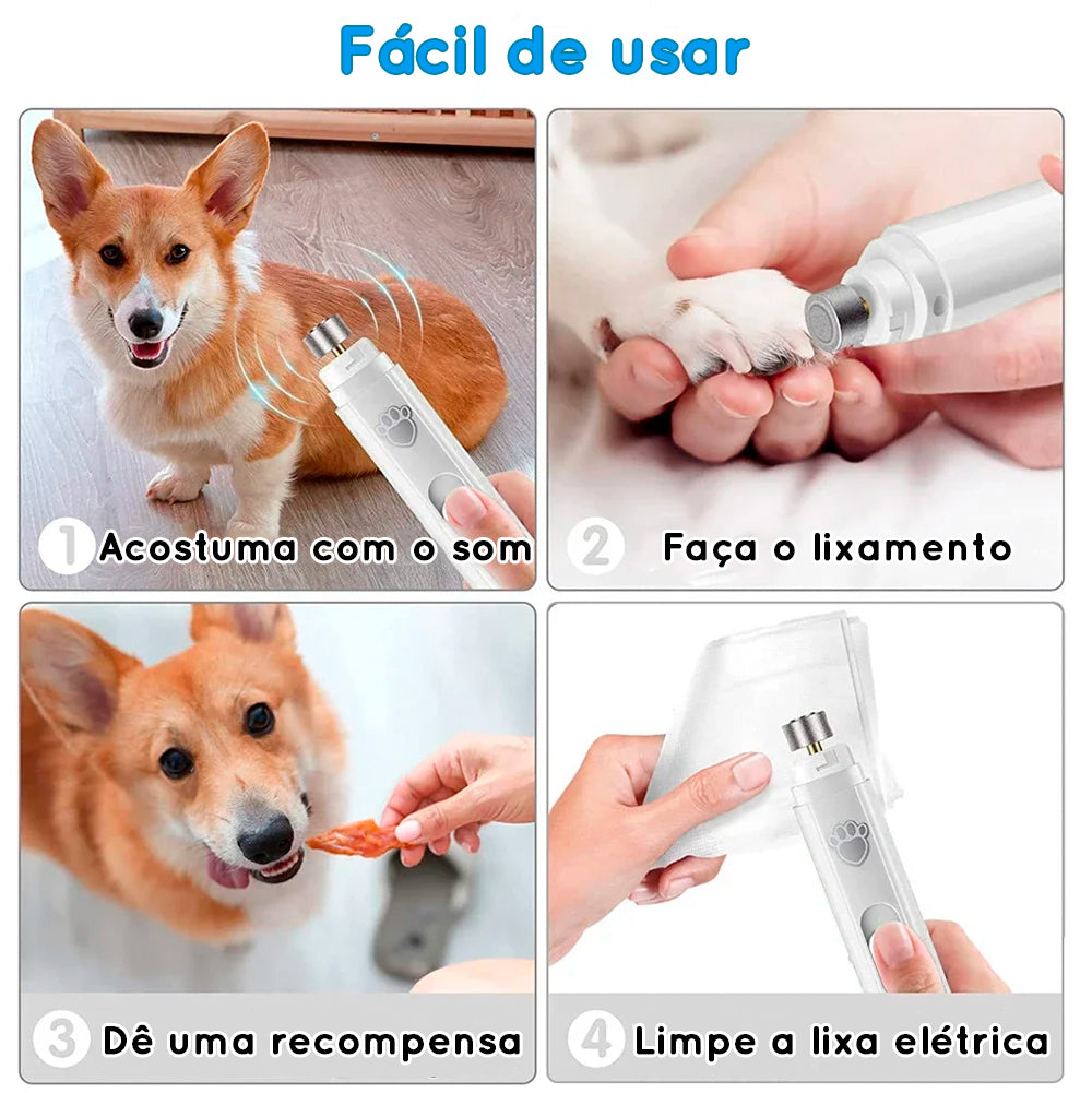 Lixa de unha elétrica para pets recarregável - sem dor