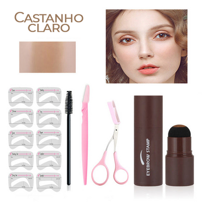 Kit carimbo para sobrancelha fácil e prático, Eyebrow Stamp & Powder