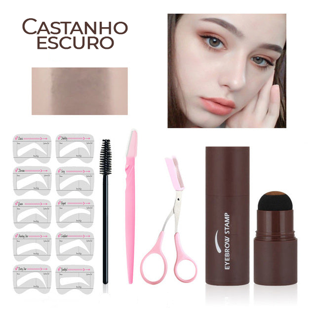 Kit carimbo para sobrancelha fácil e prático, Eyebrow Stamp & Powder