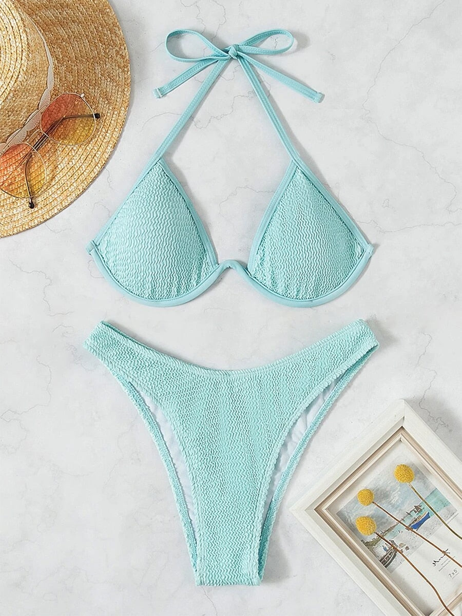 Biquíni texturizado com efeito push-up e underwire - asa delta