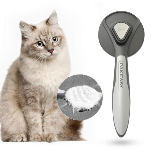 Escova para remoção de pelos e massageadora autolimpante - gatos e cães